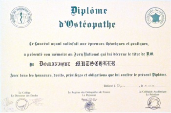 Diplome d'ostéopathie de Dominique Mutschler
