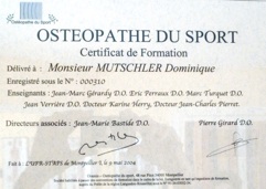 Diplome d'ostéopathie de Dominique Mutschler